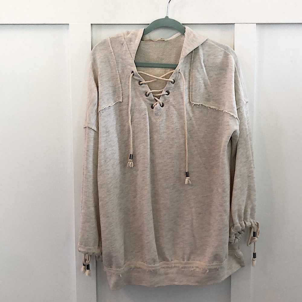 Hooded cream sweatshirt